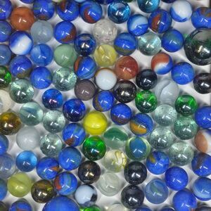 VIntage Marbles Mixed Lot Glass Swirl Blue Clear